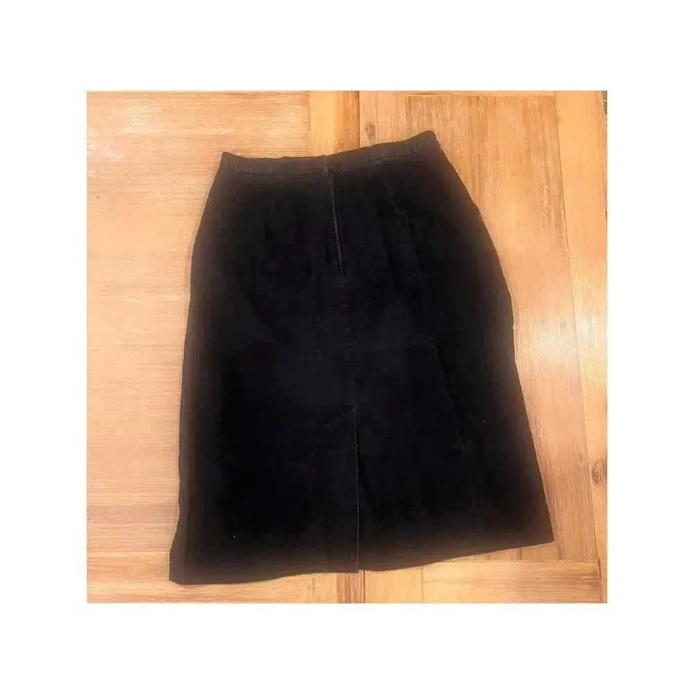 VTG Country Suburbans Black Corduroy Pencil Midi Skirt USA Womens Size 2 - 25in
